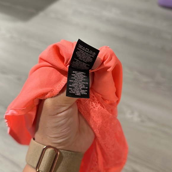 Victoria’s Secret Bright Orange lace criss cross back lingerie nightgown size M - Picture 4 of 5